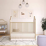 Luxury Gold Convertible Baby Crib – Adjustable Heights & Toddler Bed Option | Sturdy Metal Frame & Faux Velvet Upholstery