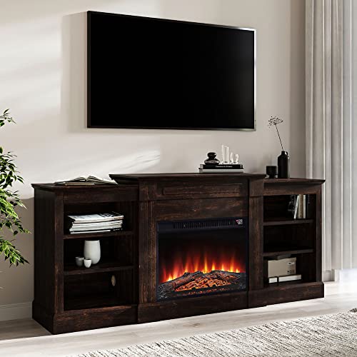 Modern 66 Inch Electric Fireplace Mantel TV Stand & Media Entertainment Center for TVs