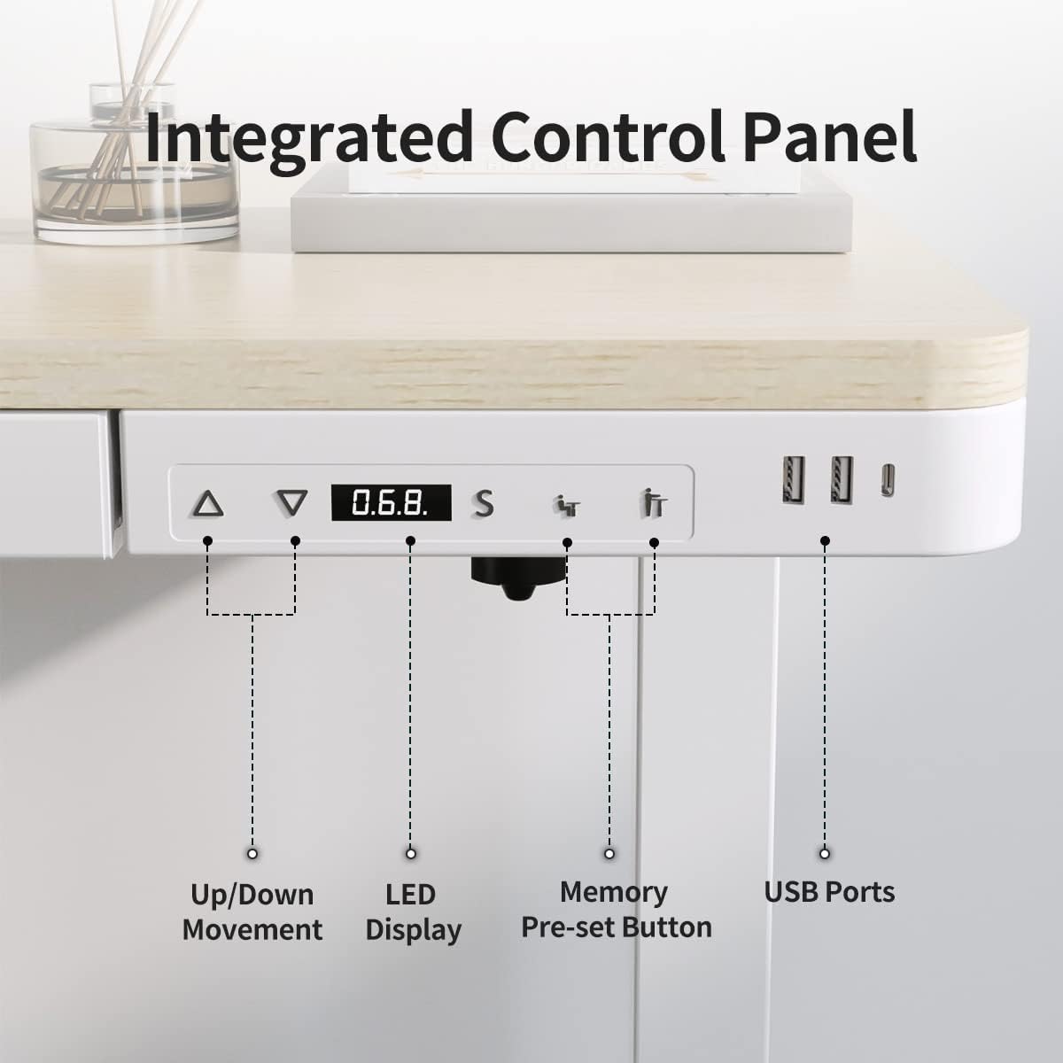 Electric Standing Desk with Drawers, Whole Piece 48 X 24 Inches