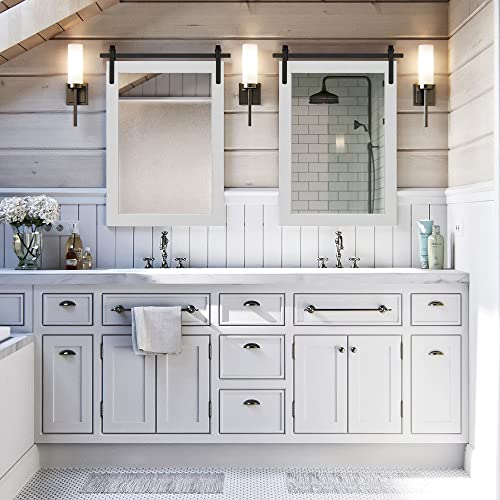 Farmhouse Wall Mirror Rustic Horizontal Wood Framed Bathroom Mirror