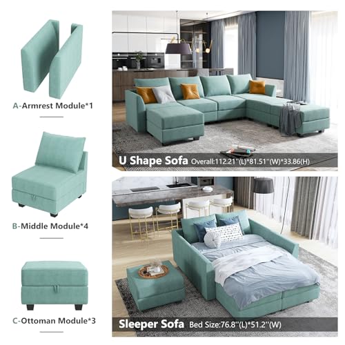 Modular Sectional Sofa U Shaped Couch Convertible Sofa Couch with Reversible Chaise