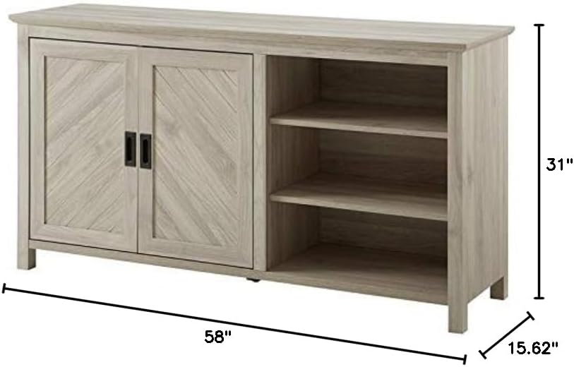 Modern Wood Grooved Buffet Sideboard with Open Storage