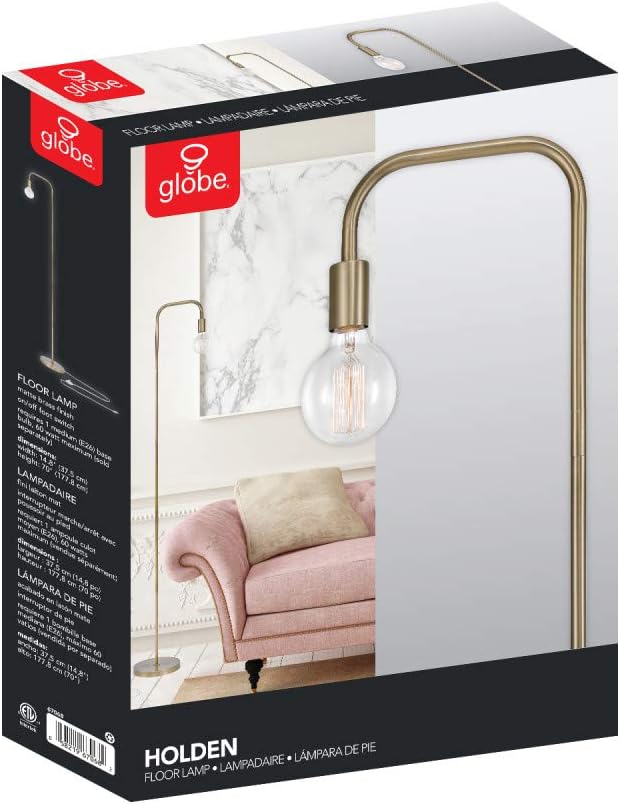 Globe Electric 67068 Holden 70" Floor Lamp, Matte Brass