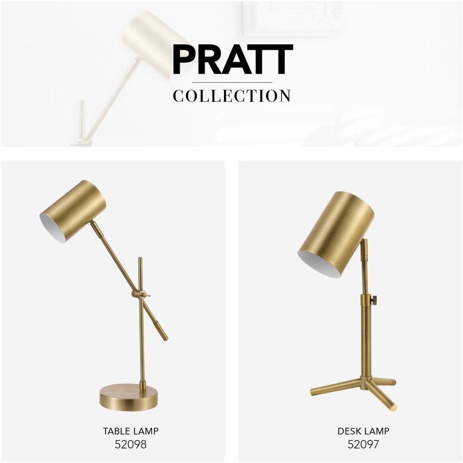 52098 Pratt 20" Desk/Table Lamp, Matte Brass Finish