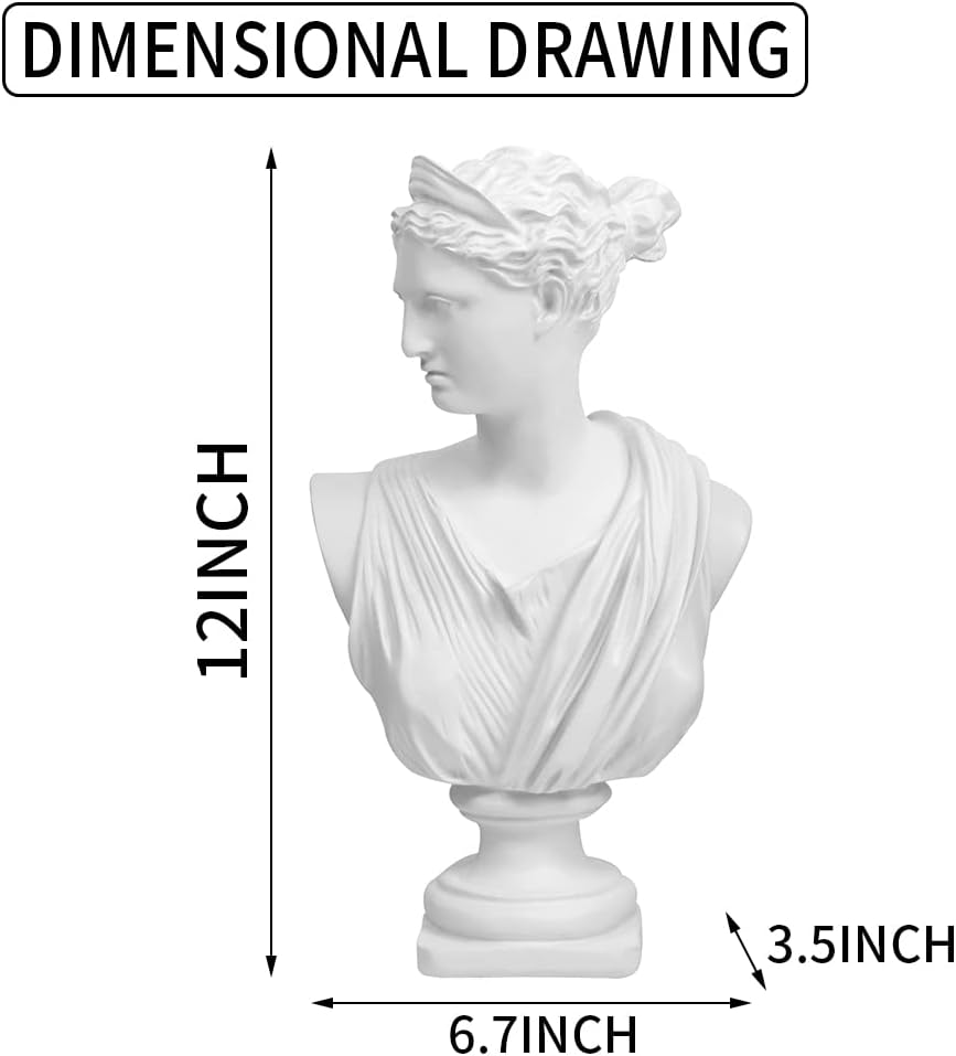 12.5in Greek Statue of Diana, Classic Roman Bust Greek  Sculpture