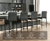 Height Modern Industrial Bar Stools with Black Metal Legs and Backrest