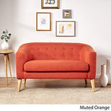 Bridie Mid-Century Modern Loveseat, Muted Orange Fabric