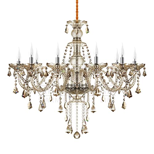 25.6 x 35.4 Inch Modern Luxurious 10 Lights K9 Crystal Chandelier Candle Pendant Lamp