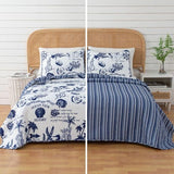 Full / Queen Coastal Quilt Bedding Set, Summer Coastal Quilt with Shams