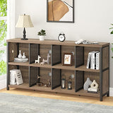 Industrial Horizontal Bookshelf, 4 5 6 7 8 Cube Storage Organizer Bookcase