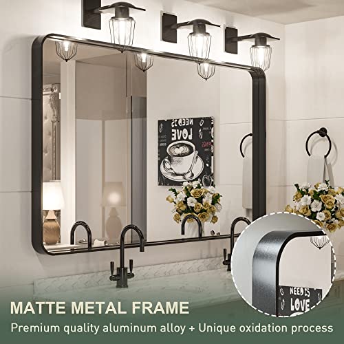 48 x 30 Inch Wall Mirror Black Bathroom Vanity Mirror