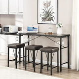 Long Bar Table and Chairs Set, Counter Height Dining Table Set