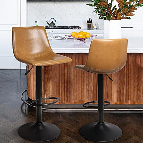 Adjustable Swivel Bar Stools Set of 2,Counter Heigh Bar Stools with Back