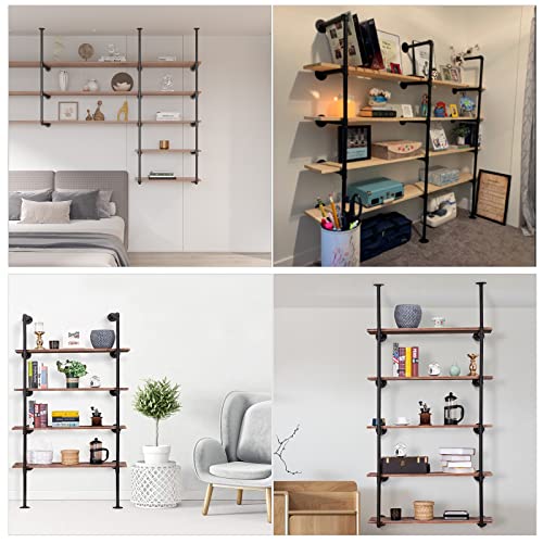 Industrial Iron Pipe Shelf Wall Mount, Farmhouse DIY Open Bookshelf