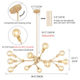 Modern Gold Sputnik Chandelier,12 Lights Metal Ceiling