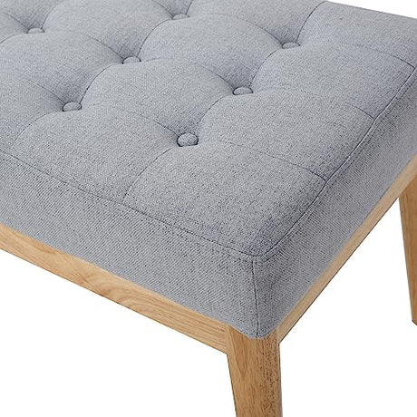 Saxon Fabric Bench, Light Grey, 15.75” D x 43.50” W x 17.00” H