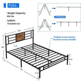 Platform Bed Frame with Headboard, Heavy-Duty Mattress Foundation