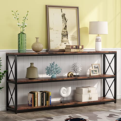 70.86 Inch Rustic Console Sofa Table with Open Shelf