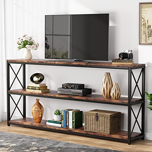 70.86 Inch Rustic Console Sofa Table with Open Shelf