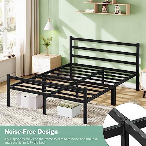 Queen Bed Frame with Headboard & Footboard, 14 Inch Sturdy Metal Platform Bed Frame Queen Size Mattress