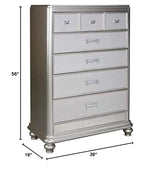 Coralayne Glam 5 Drawer Chest with Faux Shagreen Drawer Fronts