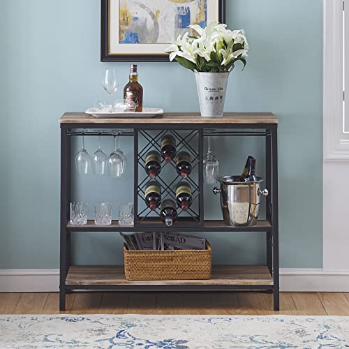 Industrial Wine Rack Table for Liquor and Glasses