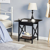 End Table 24'' Industrial Design Side Table with Storage Shelf for Living Room