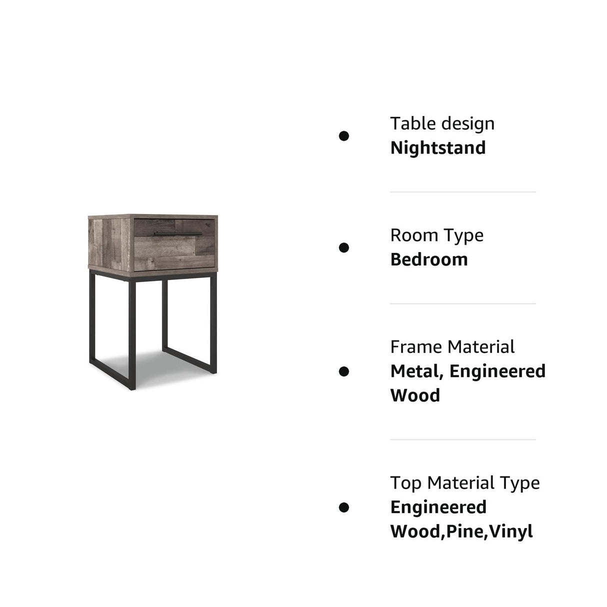 Neilsville Industrial 1 Drawer Nightstand