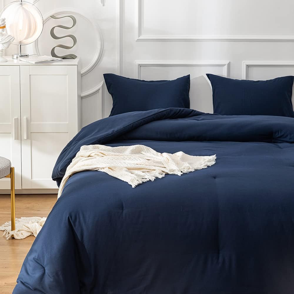 Navy Blue Comforter Set Queen Navy Blue Bedding Set Soft Dark Navy Bedding Comforter