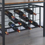 ,4-Tier Wine Rack Freestanding Floor with Wine Storage and Glass Holder