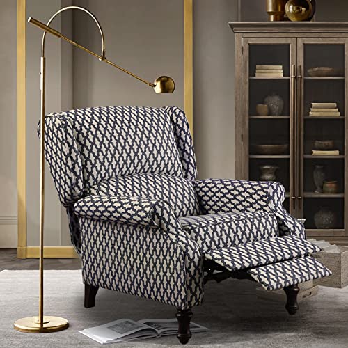 Rosevera Leavitt Living Room Chairs with Padded Seat Sleeper Comfy for bedrooms Lounge Chaise, Standard, Jacquard Navy