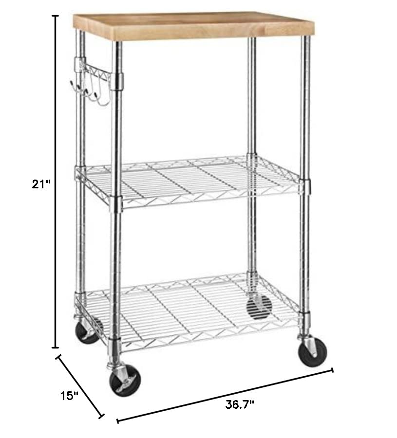 Kitchen Storage Microwave Rack Cart on Caster Wheels with Shelves