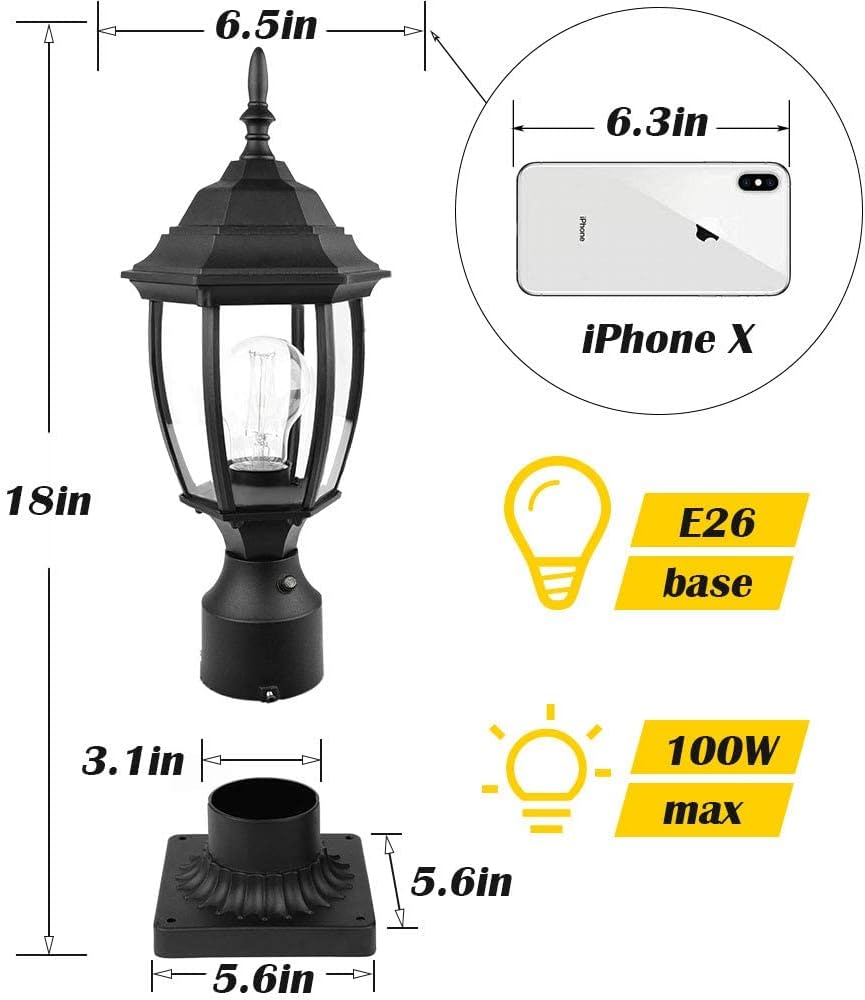 Dusk to Dawn Outdoor Light Hardwired 120V, Waterproof Pole Light Fixture