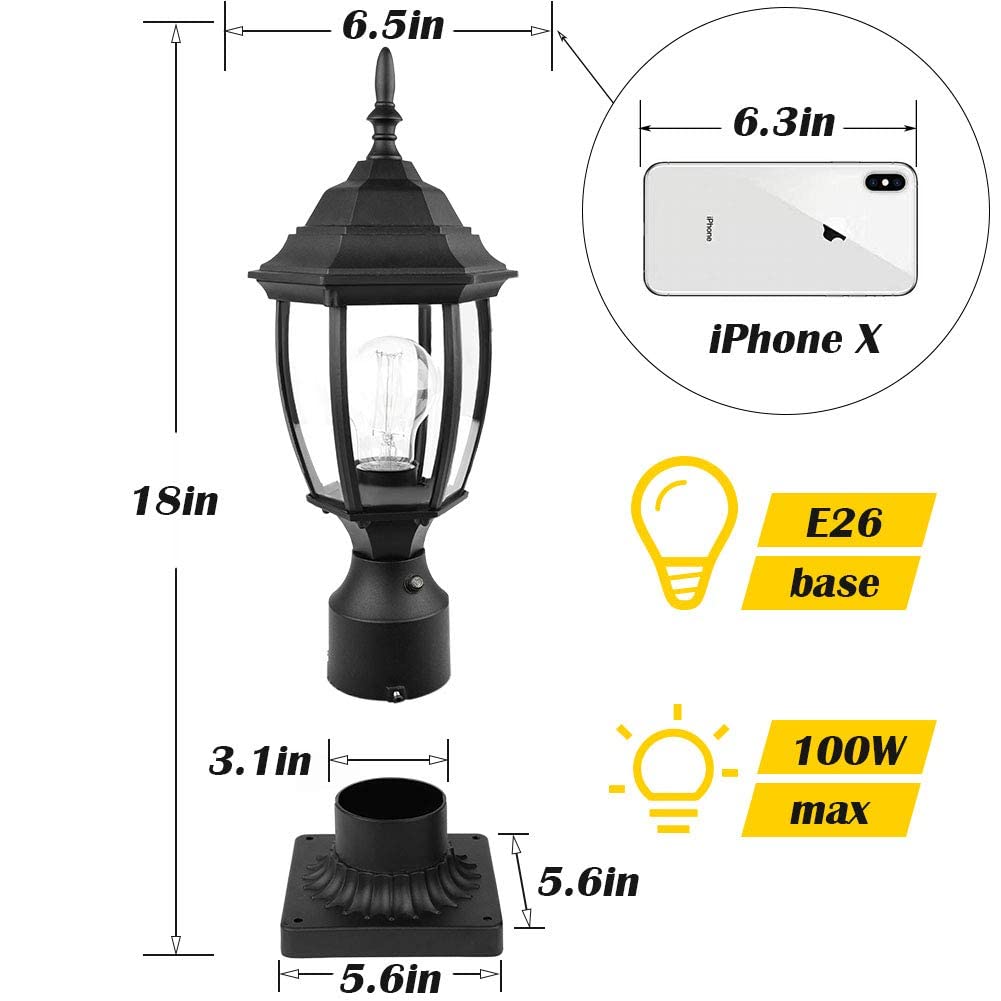 Dusk to Dawn Outdoor Light Hardwired 120V, Waterproof Pole Light Fixture