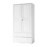 100% Solid Wood Smart Wardrobe/Armoire/Closet, Java Color