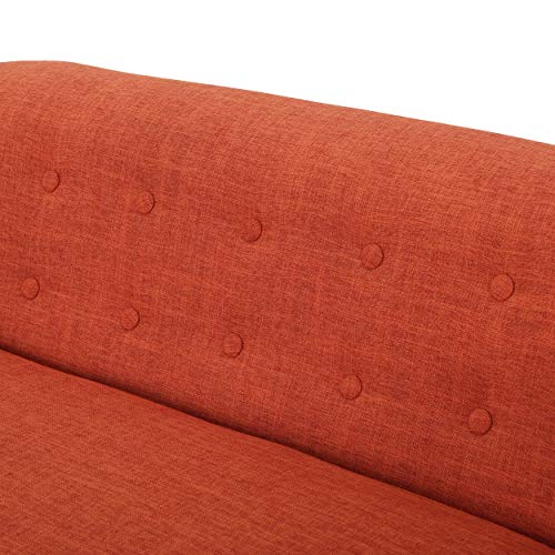 Bridie Mid-Century Modern Loveseat, Muted Orange Fabric