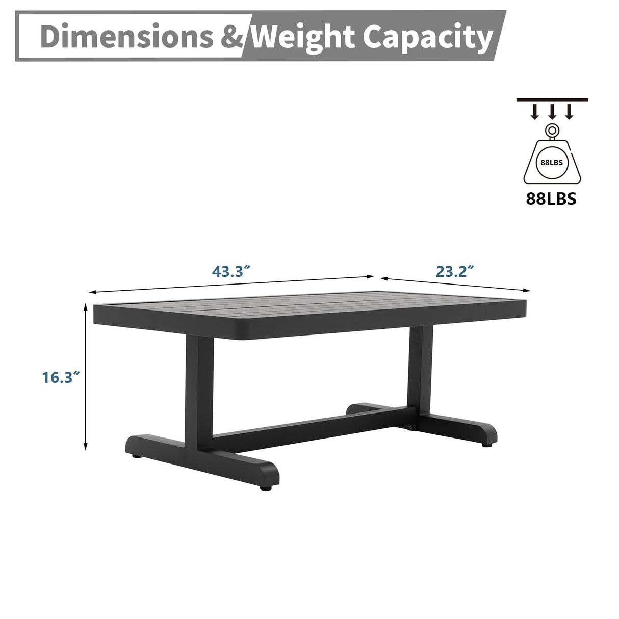 Outdoor Coffee Table for Patio All Weather Modern