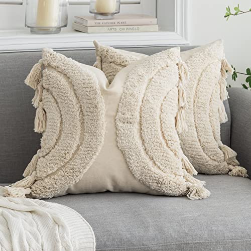Gorgeous Half Moon Accent Boho Tufted Decorative Throw Pillow Covers