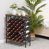 Wine Rack Freestanding Floor with Table Top Wood - Holds 40 Bottles Metal Wine Storage