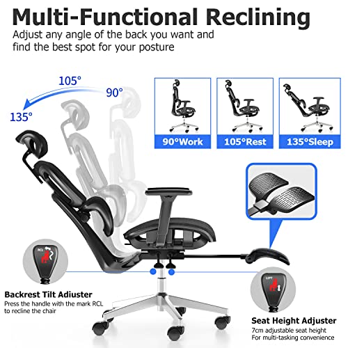 Ergonomic Mesh Office Chair with 3D Adjustable Armrest