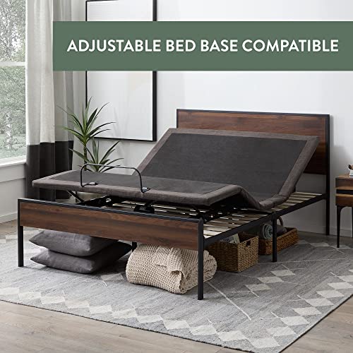 Carson Metal Platform Bed Frame with Wood Headboard