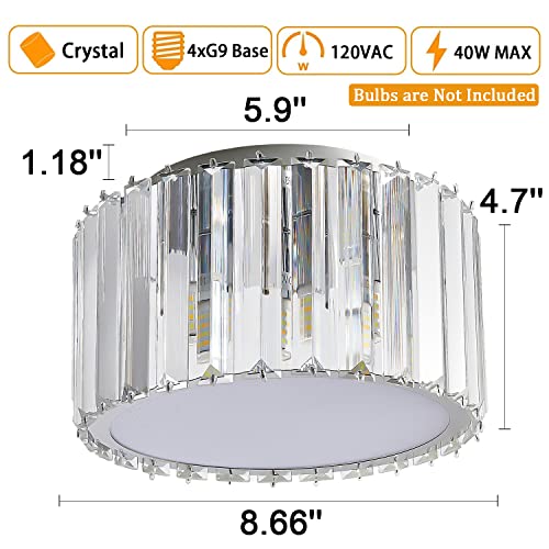 Modern Crystal Ceiling Light Fixture, Mini Flush Mount Crystal Chandelier