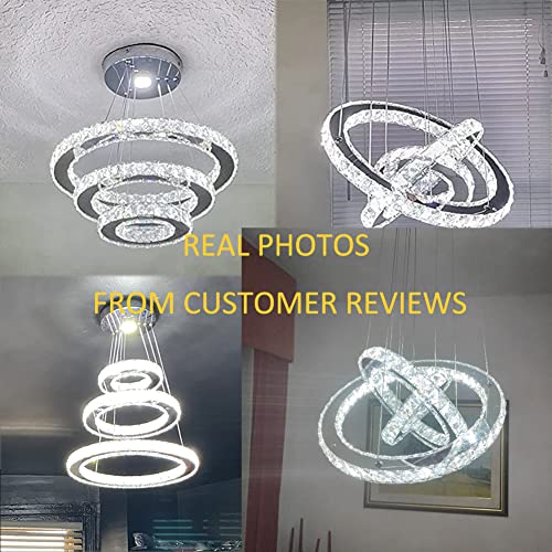 3 Ring Modern LED Crystal Chandelier Light Fixtures Round Pendant Lighting