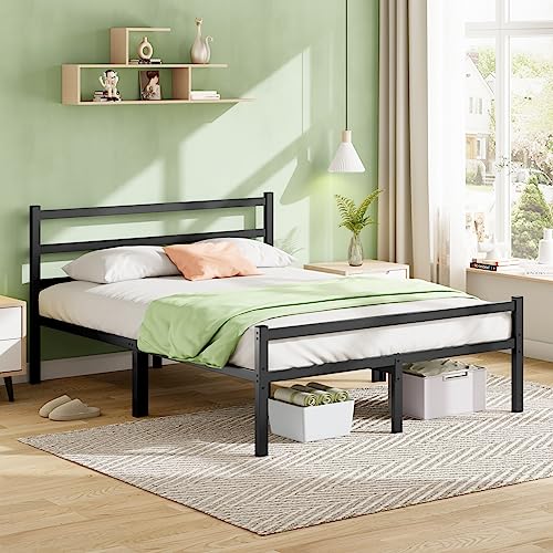 Queen Bed Frame with Headboard & Footboard, 14 Inch Sturdy Metal Platform Bed Frame Queen Size Mattress