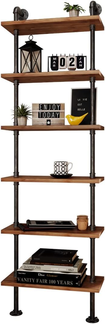 Industrial Pipe Bookshelves Rustic Wall Ladder Bookshelf Display Storage Stand Shelf