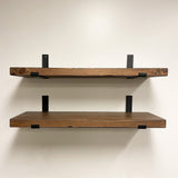 Rustic Shelves with J-Brackets Set of 2, Industrial Shelf, Kitchen Shelves, Solid Wood