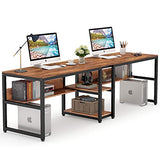 Two Person Desk with Bookshelf