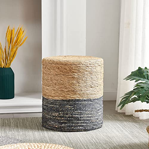 Natural Seagrass Foot Stool, Hand Weaving Round Ottoman, Poof Pouffe Accent Chair