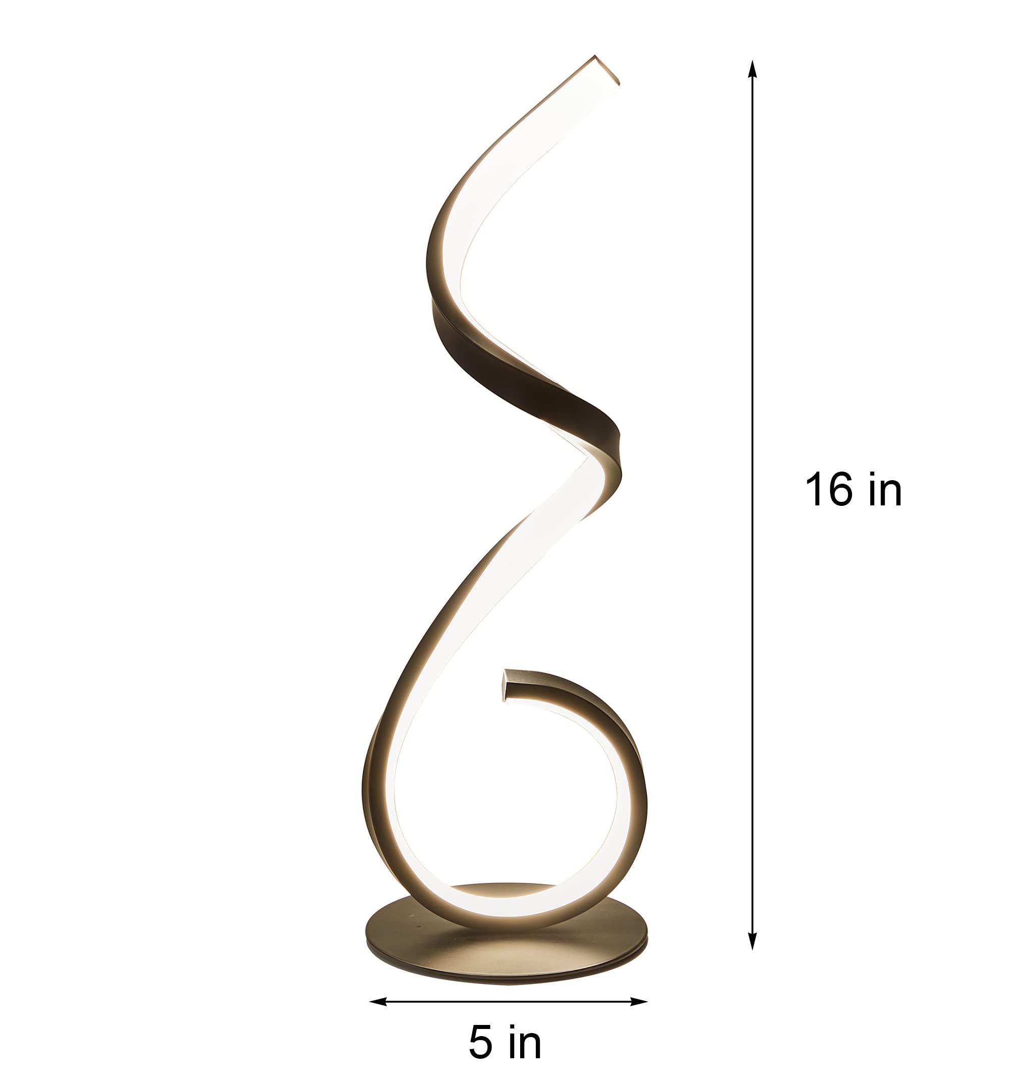 Spiral Dimmable LED Table Lamp, Modern Bedside Lamp
