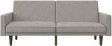 Paxson Convertible Futon Couch Bed with Linen Upholstery and Wood Legs